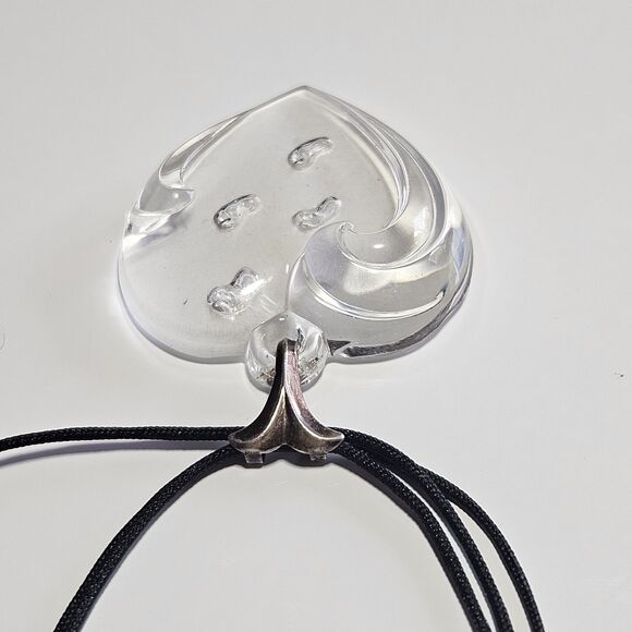**Final Sale** Sterling Silver Lenox Footprints in Sand Glass Heart Pendant 17" - Picture 13 of 15